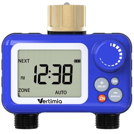 Vertimia Hose Watering Timer Double-Outlet, Sprinkler Timer Programmable Water Timer for Garden Hose with Rain Delay/Manual Watering/Automatic Irrigation Controller System, Outdoor Lawn Sprinkler