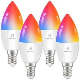 ANTELA ANTELA Alexa Glhbirne E14 4.5W LED Lampen Smart WLAN Birne RGB Kaltwei?e Warmwei?e Licht, APP Steuerung, Sprachsteuerung, Kompatibel mit Alexa, Google Home, 4 PCs