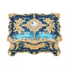 Royalblue Rhinestone Jewelry Box Ring Retro Flower Engraved Earrings Necklace