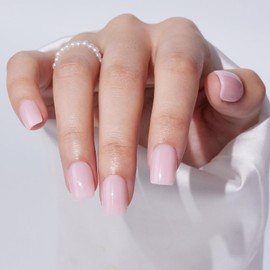 Press On Nails - Short Findigit Square Pink False Nails, Reusable Stick On Fake Nails with Glue Salon Quality 16 Sizes - 32 Nail Kits, Square Grace