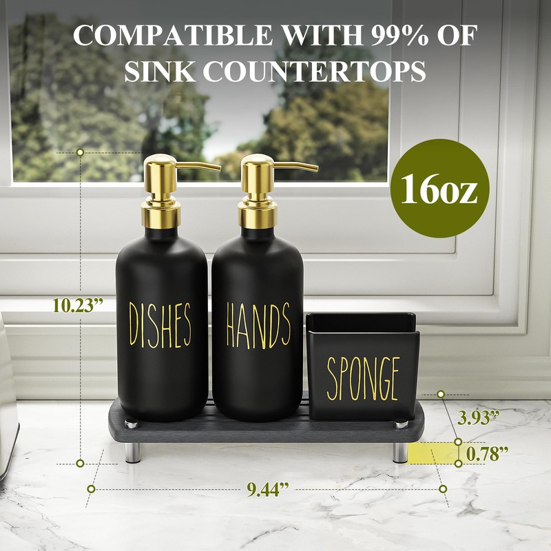 Cisily Kitchen Soap Dispenser Set Comes with Ceramics Sponge Holder,