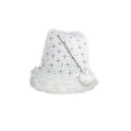 Ciffre Christmas Hat Santa Hat White Plush with Glitter Dust Thick Fur Edge Hat X25