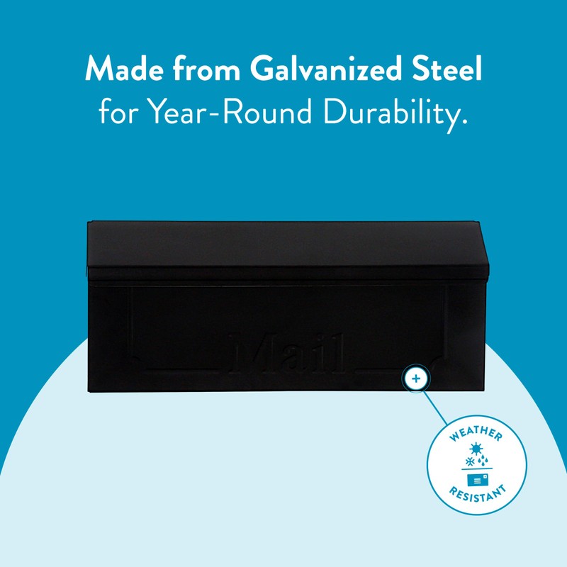 ARCHITECTURAL MAILBOXES Townhouse Galvanized Steel, Wall-Mount Mailbox, Black Small