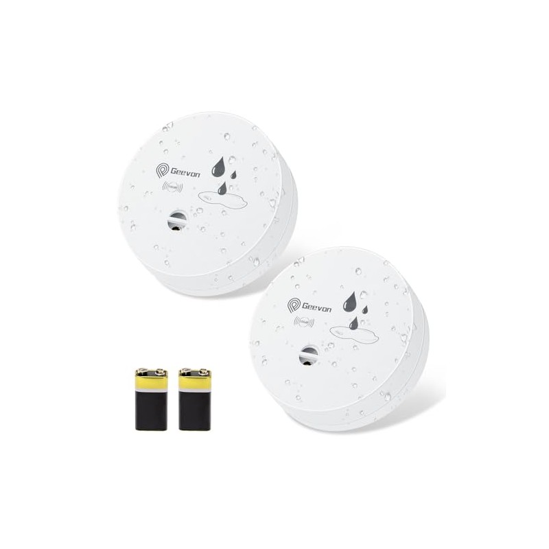 Geevon Water Leak Detectors - 100dB Alarm Sensors for Home