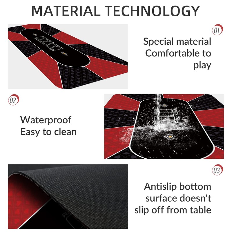 nuveti Poker Mat - 94 x47inch Non-Slip Poker Table Game