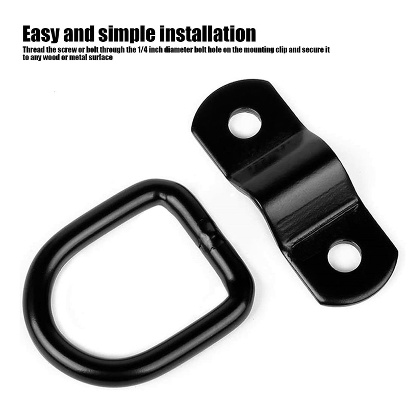 4 PCS Iron Galvanized D-Ring Pull Ring Hasp, D-Ring Fastening