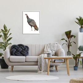Stupell Industries Wild Turkey Bird Watercolor Painting Kids' Nursery Animal White Framed Wall Art, 24 x 30, Brown