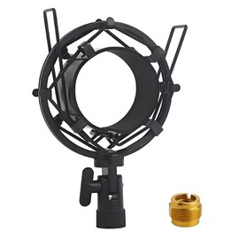 LKRXW 53-58mm Microphone Shock Mount Anti Vibration Mic Suspension Mount Aluminum Alloy Condenser Microphones Holder Clip with Metal Screw Adapter Isolation Absorber Studio