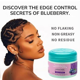 Sulayla Beauty Blueberry Edge Control Extra Hold, 150 grams, for Sleek Smooth Styles, with Jojoba Oil, Ginger Extract, Castor Oil, Biotin, Coconut Oil & Honey Extract