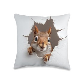 Funny Squirrel Face Mischievous Squirrel Animal Lover Throw Pillow