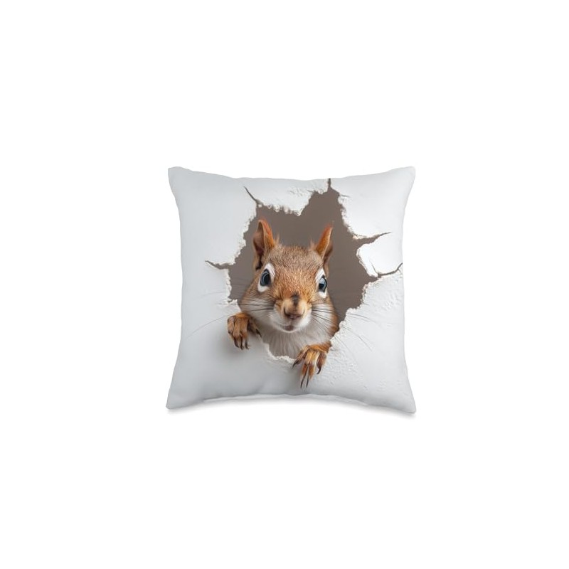 Funny Squirrel Face Mischievous Squirrel Animal Lover Throw Pillow