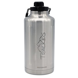 TrailKeg Sports Water Bottle, 64 oz, 1/2 Gallon, Vacuum Insulated Stainless Steel, Double Walled, Hot for 12 Hours, Cold for 48 Hours, Wide Mouth Metal Jug