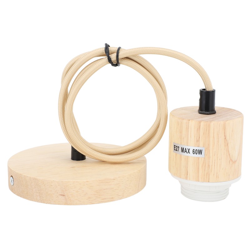 E27 Wooden Pendant Light Bulb Holder Vintage Lighting Accessory Wooden