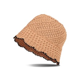 Gkaikpe Knitted Sun Hat for Women, Foldable Sunscreen Beach Hat, Lace Lightweight Breathable Bucket Hats for Women (CA/US, Alpha, One Size, Khaki)