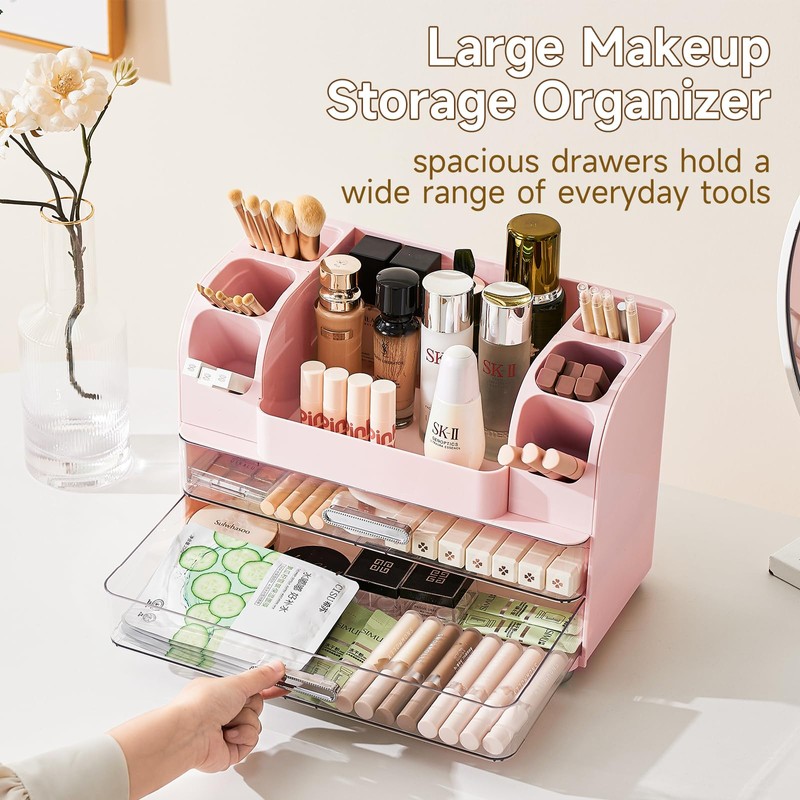 UFORU Makeup Organizer for Vanity with 2 Large Drawers, Cosmetic