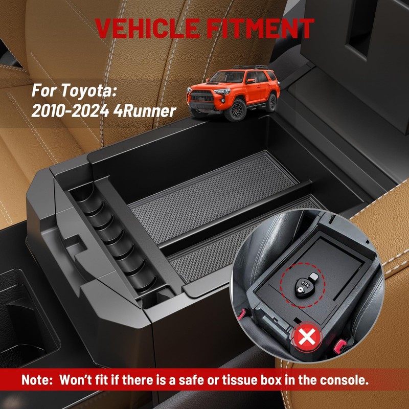 RED WOLF Center Console Organizer Tray for 2010-2024 Toyota 4