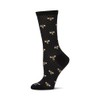 MeMoi Honey Bee Rayon Blend Crew Socks Black 9-11