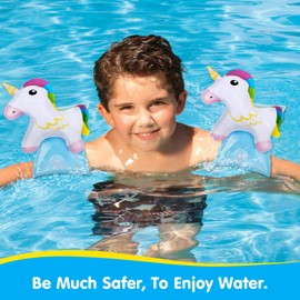 HeySplash Inflatable Arm Bands for Kids Floatation Sleeves Floats Tube Water Wings Swimming Arm Floats Cute, Unicorn