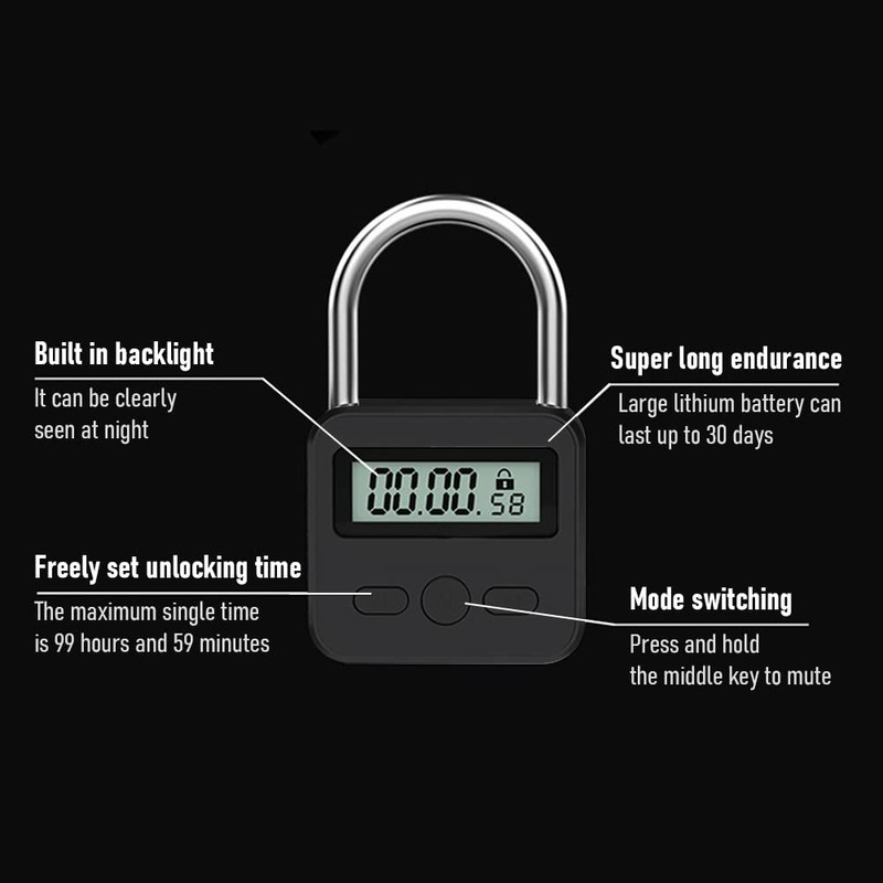 HAKUNA Metal Timer Lock - 99 Hours Max Timing, USB
