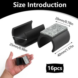 Pack of 16 Chair Gliders, Cantilever Felt Gliders for Swing Chairs, Furniture Gliders, 24-25 mm, Floor Protectors, Clamping Gliders for Cantilever Chairs Protect