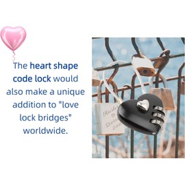 Black Heart Shape Code Lock Compact Mini Size with 3 Digit Code Combination for Luggage, Backpack, Jewelry Box, Hall Locker Combination Padlocks