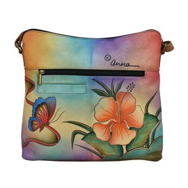 Anna by Anuschka Large Crossbody, Antique Hibiscus
