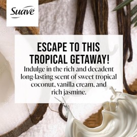 Suave Moisturizing Body Wash Women, Coconut Kiss with Vitamin E and Aloe Extracts, No Parabens, No Phthalates, 18 Oz (Pack of 6)