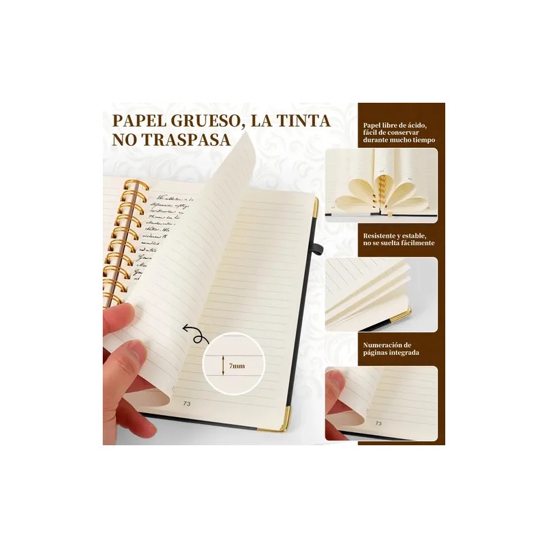 2pcs Libreta Pasta Dura, Cuaderno Profesional Libreta Negro