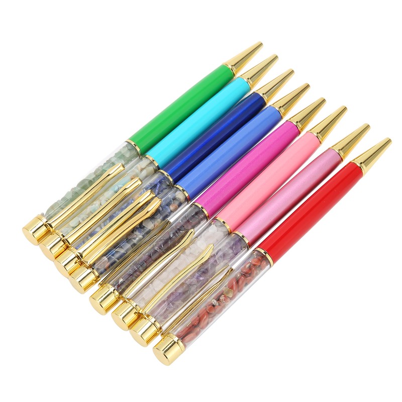 8PCS Crystal Ballpoint Pen Fashionable Colorful Bling Crystal Pens for
