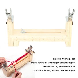 Bracelet Jig, Wooden Bracelet Maker Adjustable Length Paracord Jig U Shape Bracelet Making Holder with Scale and Clamp for Wristband DIY Hand Knitting Braiding Twisting Crafting
