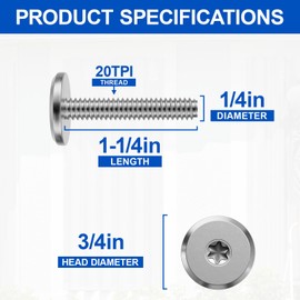 FMhotu 200pcs Hurricane Sidewalk Bolt and Anchor Kit,304 Stainless Steel Truss Head Shutter Screws Hurricane Shutter Hardware with Masonry Anchors for Hurricane Shutters Panel 1/4" X 1-1/4"