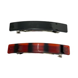 2pcs Large Rectangular French Design Hair Barrette Clip Pins Grips Smooth Elegant Womens Girls Hair Clips Slides Accessories Length 8CM (1pc Black + 1pc Brown)