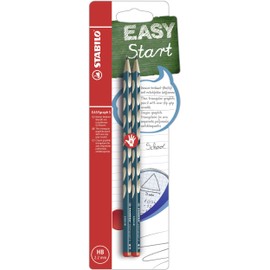 STABILO Thin Ergonomic Graphite Pencil EASYgraph S - Right-Handed - Pack of 2 - Petrol - HB