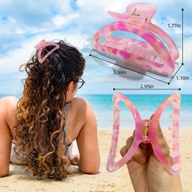 GQLV Big Hair Claw Clips for Women/Girls,3PCS 3.8" Nonslip Strong Hold Square Claw Clips for Thick/Thin Hair Claws,Cute Hair Clips,Hair Styling Accessories for Women Gifts (C-motley)