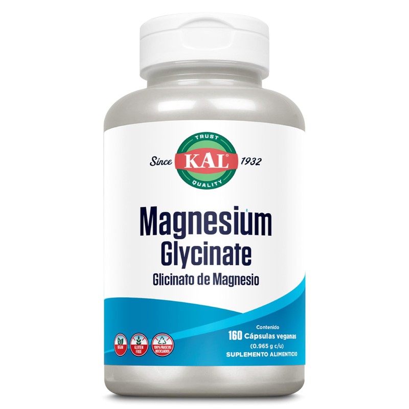 KAL Glicinato de Magnesio Magnesium Glycinate con BioPerine 160 Cápsulas