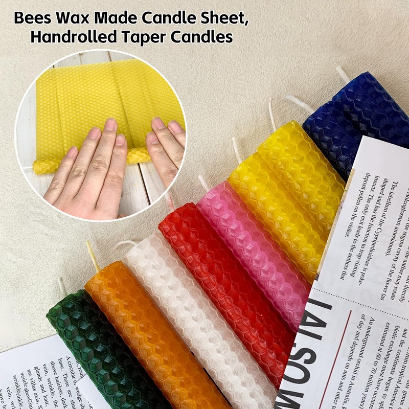Lacaser Beeswax Taper Candles 8 Pack, 9“ Long Candles for