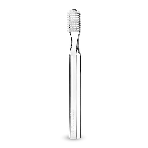 Supersmile New Generation Toothbrush w/ Patented 45° Soft Nylon Bristles - Whitening Tooth Brush w/ Ergonomic Handle Guarantees ADA Recommended Brushing Angle for Adults & Children (Clear)
