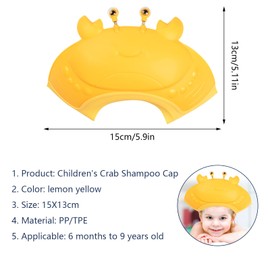 Shower Cap Children's Shampoo Cap, Baby Bath Shower Cap, Protection Baby Adjustable Hair Washing Child Protection Shield Hair Washing Aid Bath Cap Children, Protection of Eyes and Ears Used (Yellow)