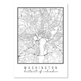 Washington DC Street Map Black and White Print, Unframed