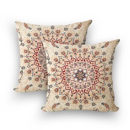 WCYYWGO Off White Old Retro Style Pillow Covers 18x18 Set of 2 Decorative Throw Pillows Outdoor Boho Rustic Pillowcase Farmhouse Linen Cushion Case Decor for Home Sofa Couch Bed