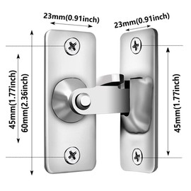 90 Degree Right Angle Door Lock Buckle，304Stainless Sliding Screen Door Latch Barn Door Lock Hasp Latch Clasp Lock Pocket Door Locks and Latches for Push/Sliding/Barn Door, Angle Door Clasp Cam Lock