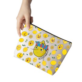 MNIGIU Adventure T-ime Cartoon Inspired Gift Lemongrab Lover Gift Acceptable Makeup Zipper Pouch for Lemon Grab Fan (Acceptable), Medium