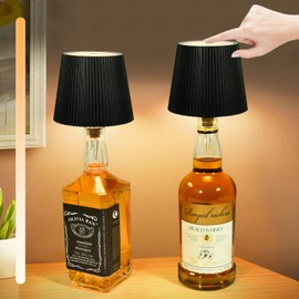 TechKen Pack of 2 LED Bottle Lamps, Lamp Bottle Attachment Dimmable Bottle Light Attachment 5200 mAh LED Lampshade for Bottles Lamp for Indoor Outdoor Restaurant Bar