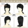 PHOCAS Black Mullet Wigs for Men 70s 80s Costumes Fancy
