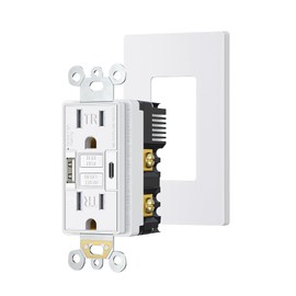 DEWENWILS 15A GFCI Outlet with USB-C & USB-A Ports, 30S Self-Test GFCI Electrical Outlet with Indicator Light, Tamper-Resistant Receptacle, Screwless Wall Plate, Clamping Plate, ETL Listed, 1 Pack