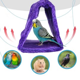 CQJ Bird Nest Snuggle Hut Soft Plush Hammock Hanging Cage Tent For Birds Parrot Winter Warm Bed Pet Toy for Hamster Parrot Macaw Budgies Eclectus Parakeet Cockatiels Cockatoo Lovebird (M, Purple)