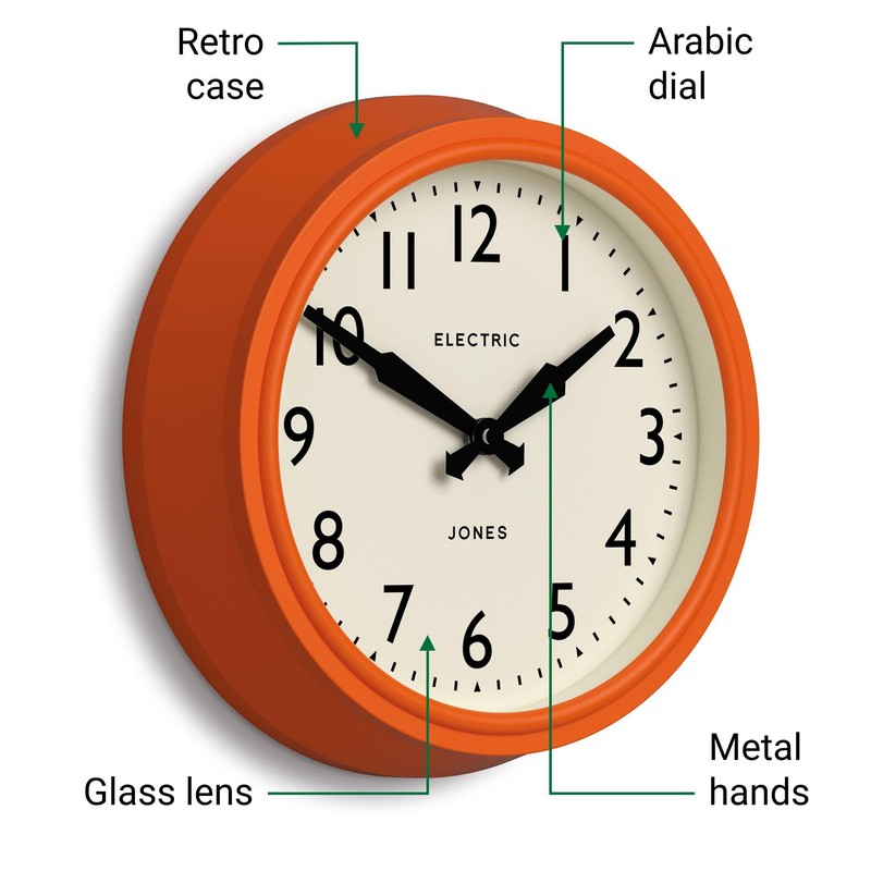 JONES CLOCKS® Telecom Wall Clock | Round Vintage Retro Clock