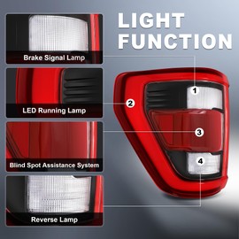 Vomal Tail Light Fit For 2021 2022 2023 Ford F150 F-150 XL 21 22 23 Rear Brake Lamp Left Driver Side (Chrome Trim)