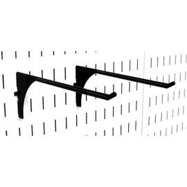 Wall Control 9in Reach Extended Hook Pair - Slotted Metal Pegboard Hooks Pegboard and Slotted Tool Board - Black