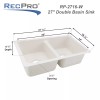 RecPro RV 27" X 16" Double Basin Undermount Kitchen Sink